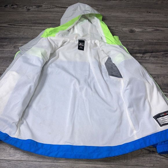 AQ Explore The Unknown Boys Hooded Lined Jacket M Medium 10/12 Blue Green Gray - Picture 7 of 9